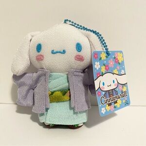 Sanrio Character Cinnamoroll Japanese Style Chirimen Mascot 4” Chain Plush New